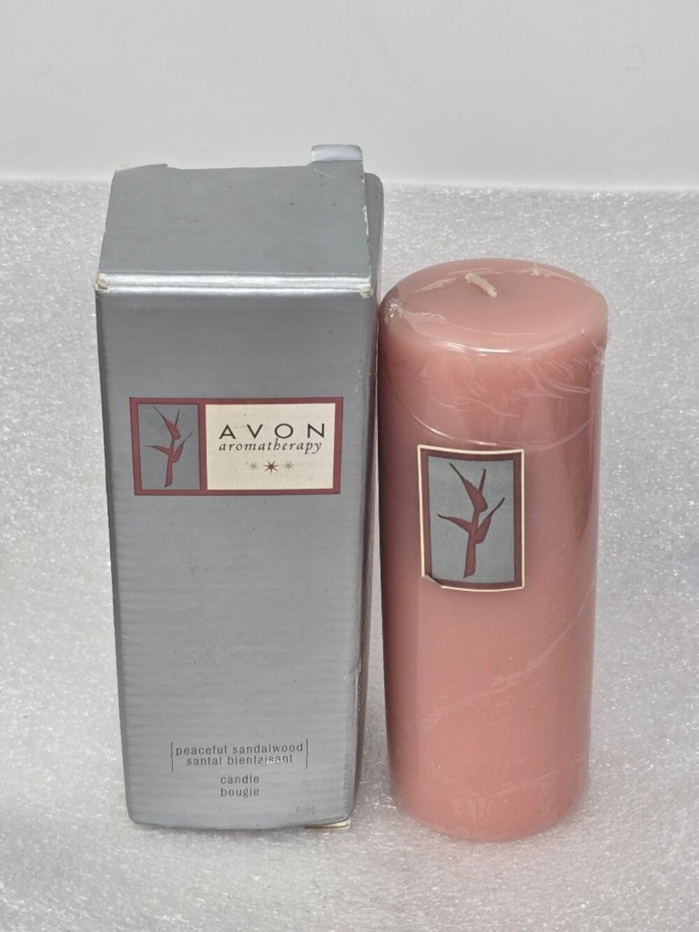 Vintage Avon Aromatherapy Peaceful Sandalwood Scented Candle With Box Pink